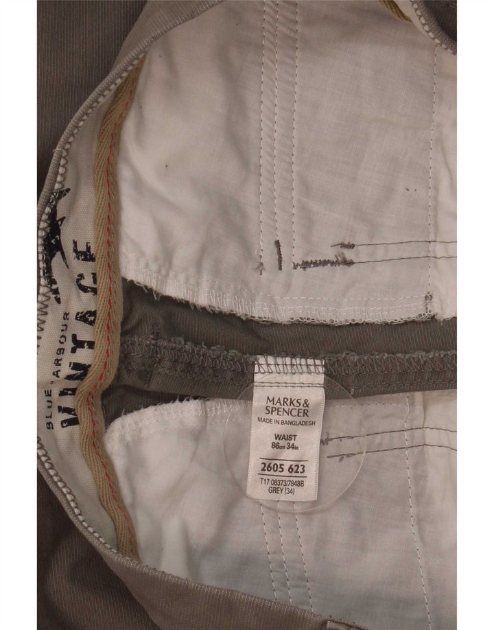Bermuda vintage da uomo Marks & Spencer W32 in cotone grigio medio