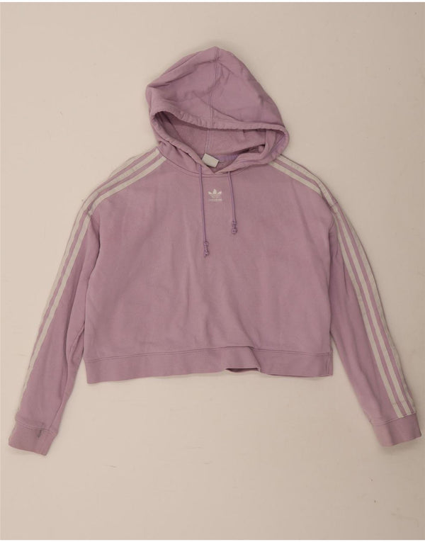 Maglione con cappuccio oversize corto da donna Adidas UK 12 viola medio