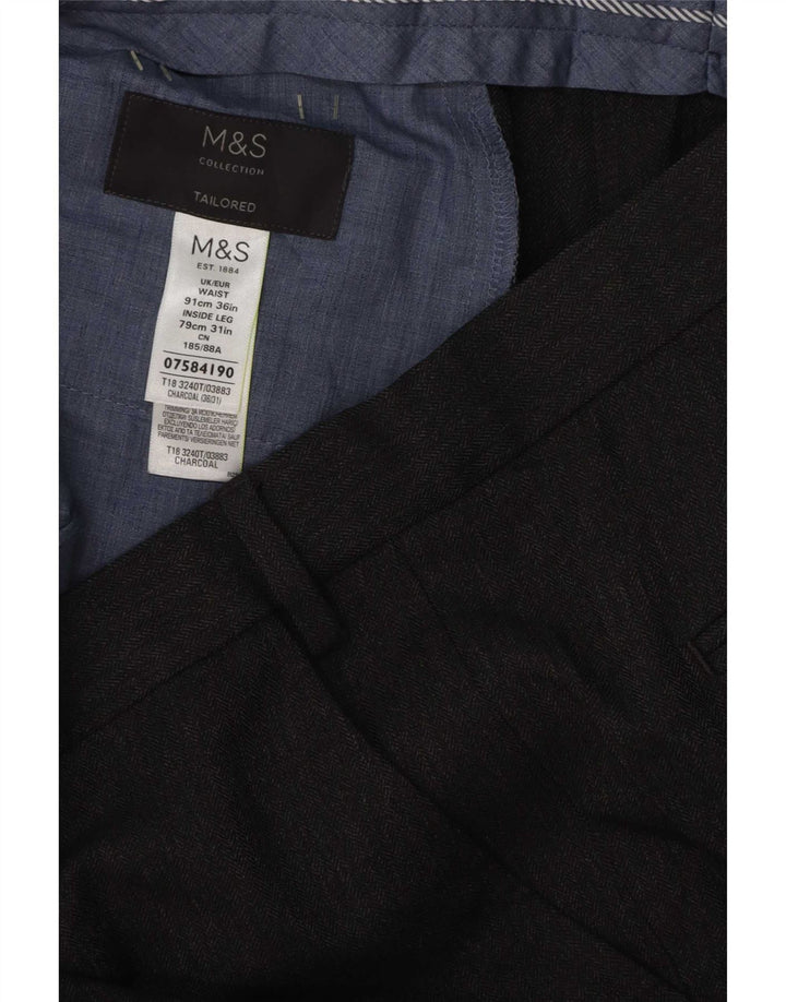 Pantaloni chino su misura da uomo Marks & Spencer W36 L31 poliestere grigio