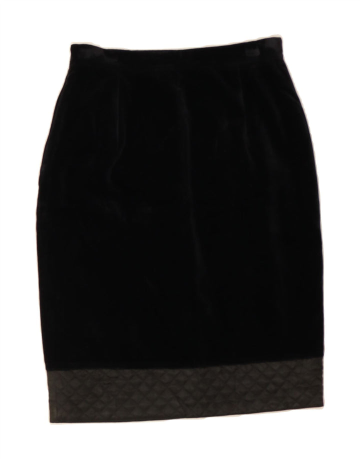 VINTAGE Womens Velvet Pencil Skirt IT 44 Medium W28  Black Vintage Vintage and Second-Hand Vintage from Messina Hembry 
