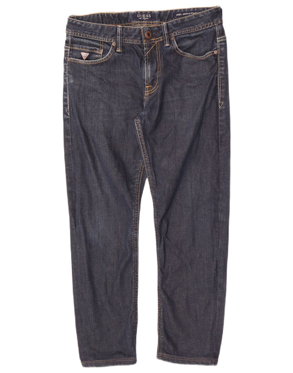 Jeans Guess Rebel Straight Regular Cropped da Uomo W30 L25 Blu Navy