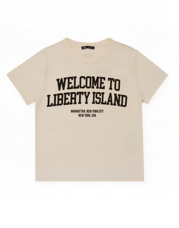 T-shirt grafica oversize da donna Zara UK 10 piccola in cotone bianco