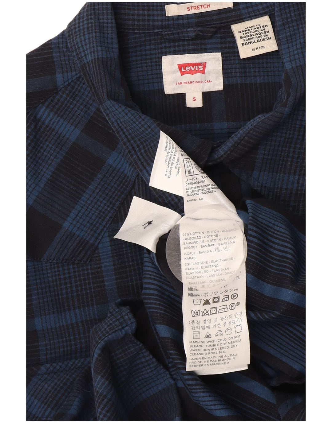 Camicia Levi's da uomo piccola in cotone a quadri blu navy