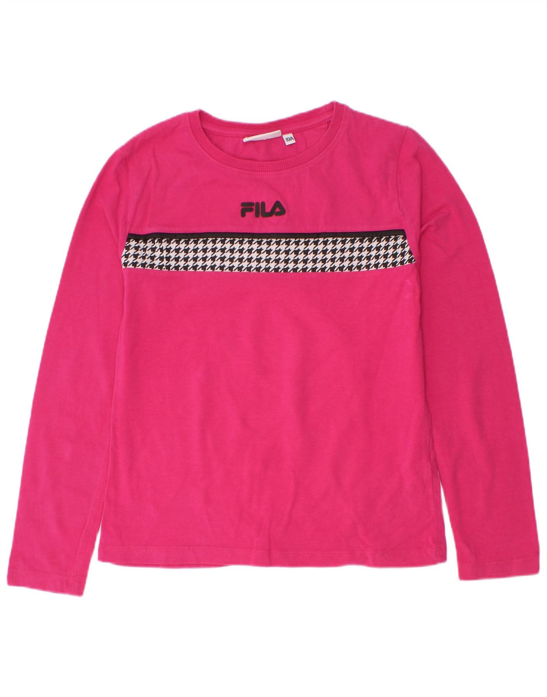 Top Fila Bambina Manica Lunga 9-10 Anni Rosa Pied De Poule