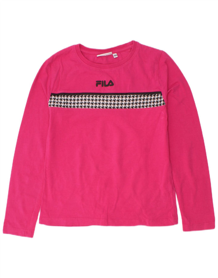 Top Fila Bambina Manica Lunga 9-10 Anni Rosa Pied De Poule