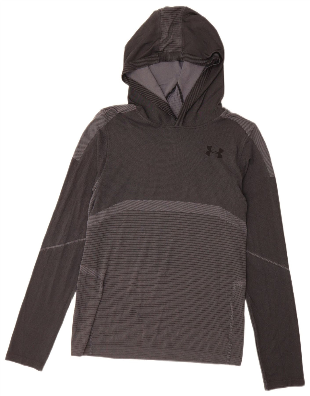 Maglietta grafica da ragazzo Under Armour a maniche lunghe 11-12 anni a righe grigie grandi