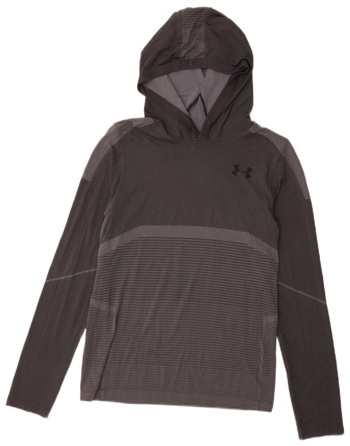 Maglietta grafica da ragazzo Under Armour a maniche lunghe 11-12 anni a righe grigie grandi