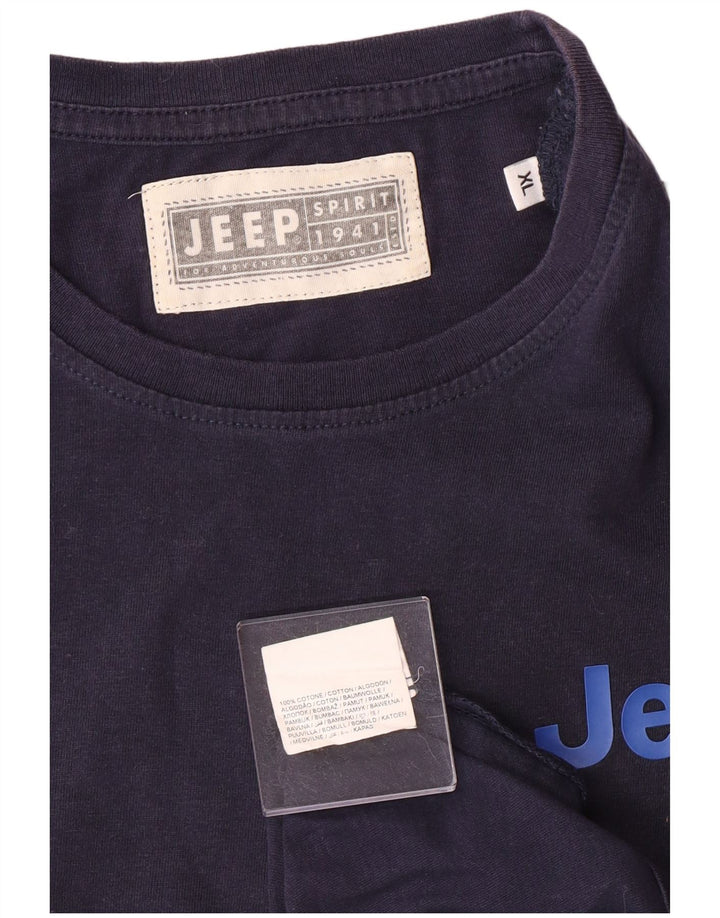 T-shirt grafica da donna Jeep Top XL in cotone blu navy