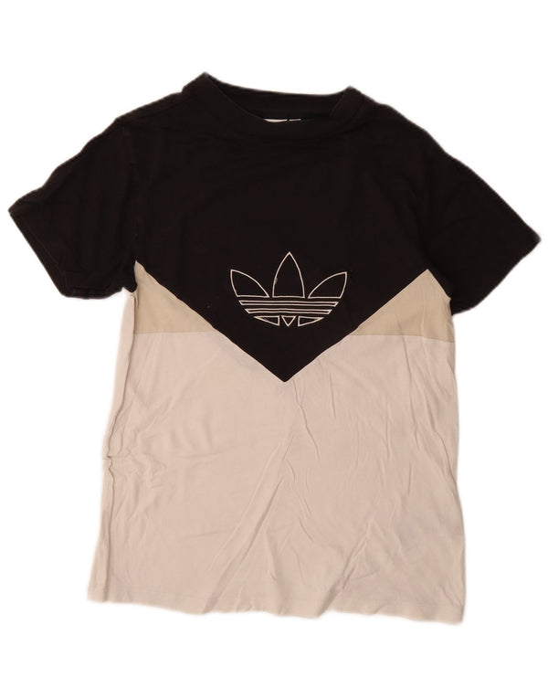 Adidas Womens Graphic T-Shirt Top UK 8 Small Black Colourblock Cotton