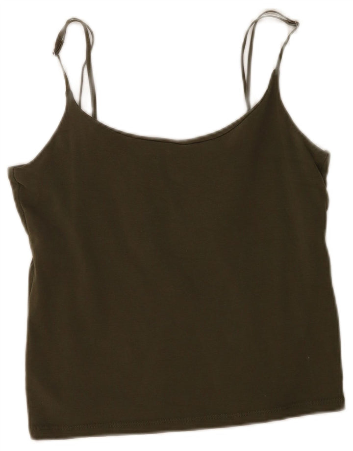 Top corto con canottiera corta da donna Zara UK 14 grande cachi