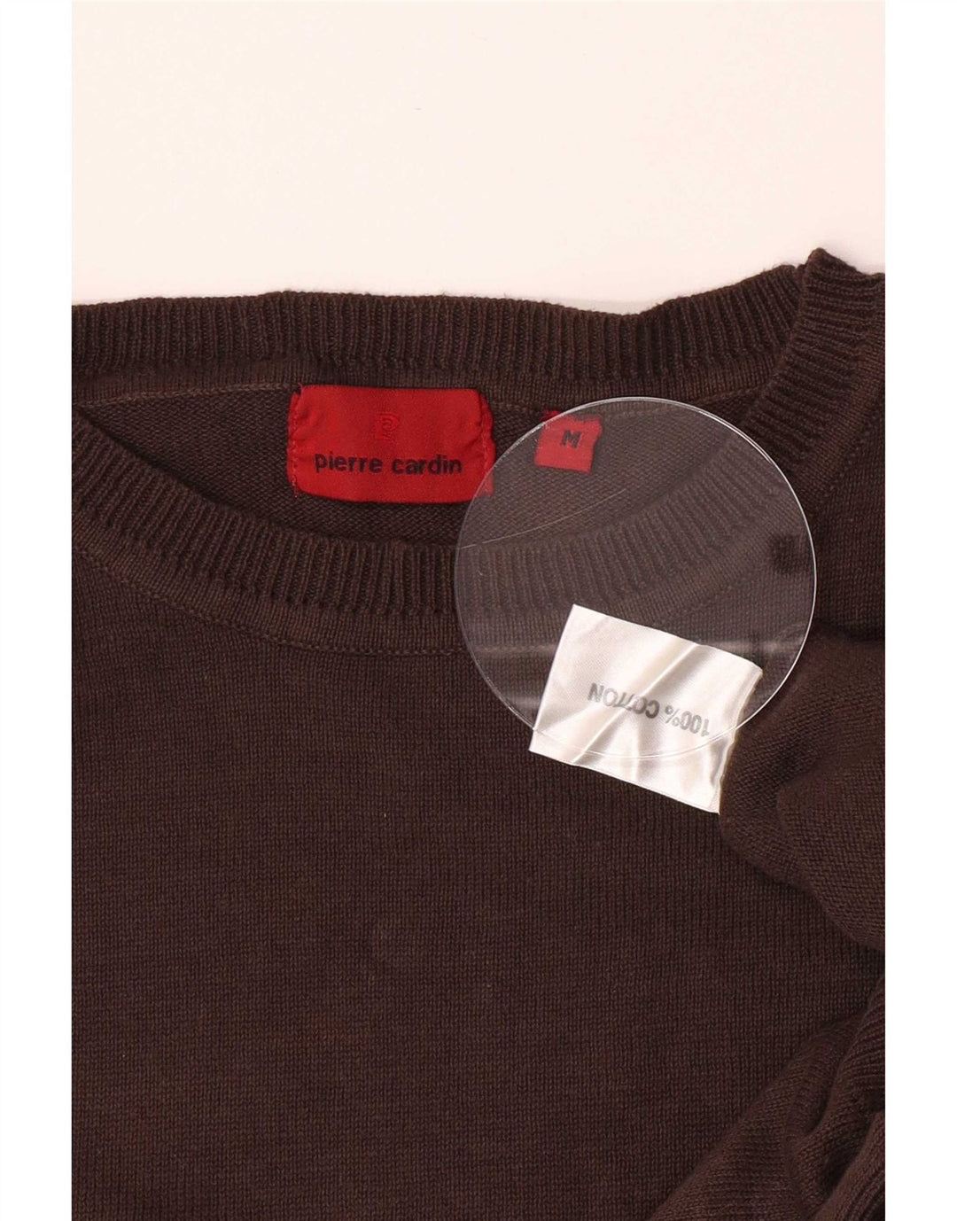 Maglione maglione girocollo da uomo Pierre Cardin in cotone marrone medio