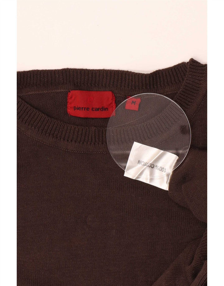 Maglione maglione girocollo da uomo Pierre Cardin in cotone marrone medio