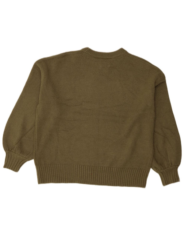 Maglione girocollo oversize corto da donna Jack Wills UK 8 piccolo kaki