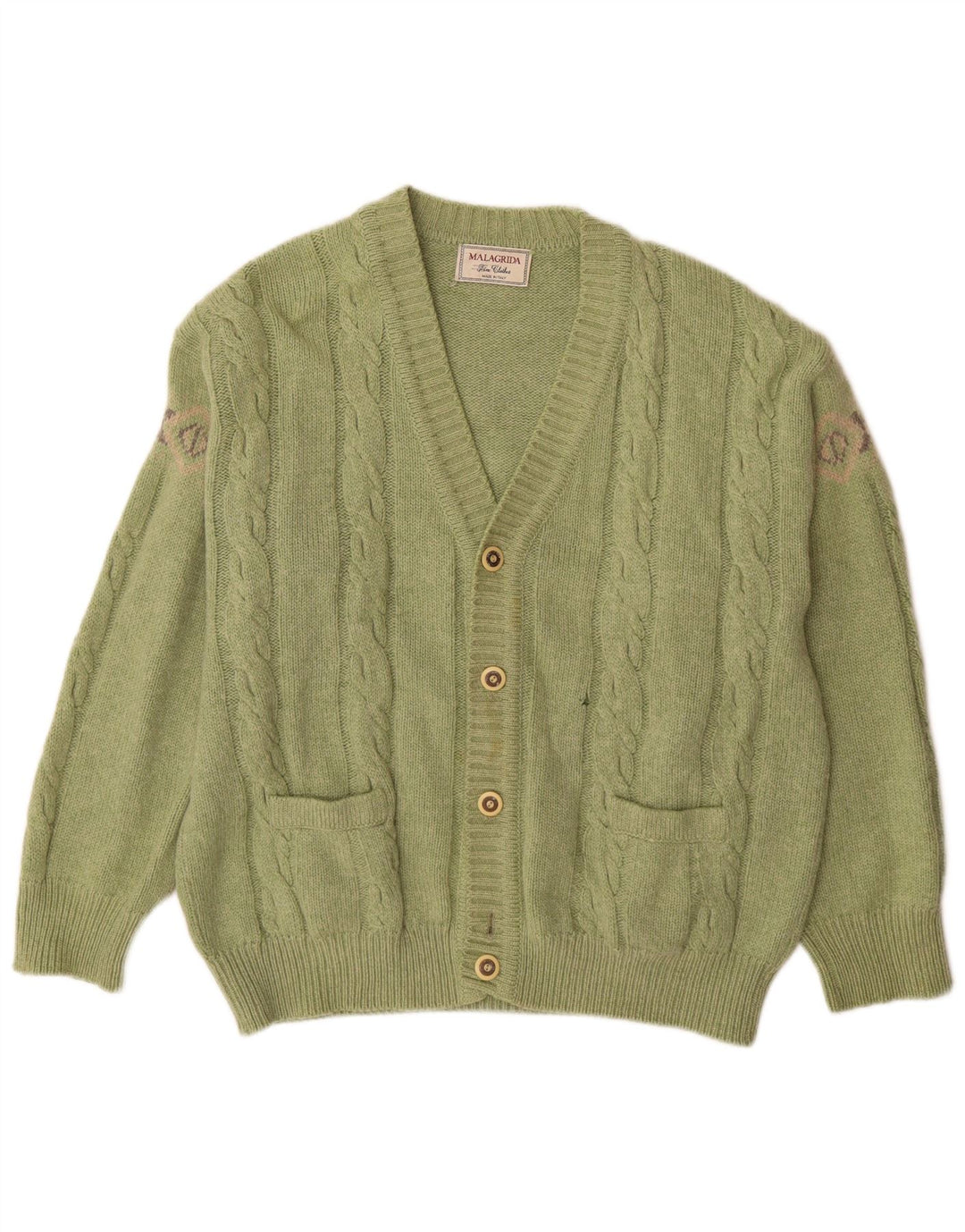 Maglione cardigan da uomo Malagrida verde medio