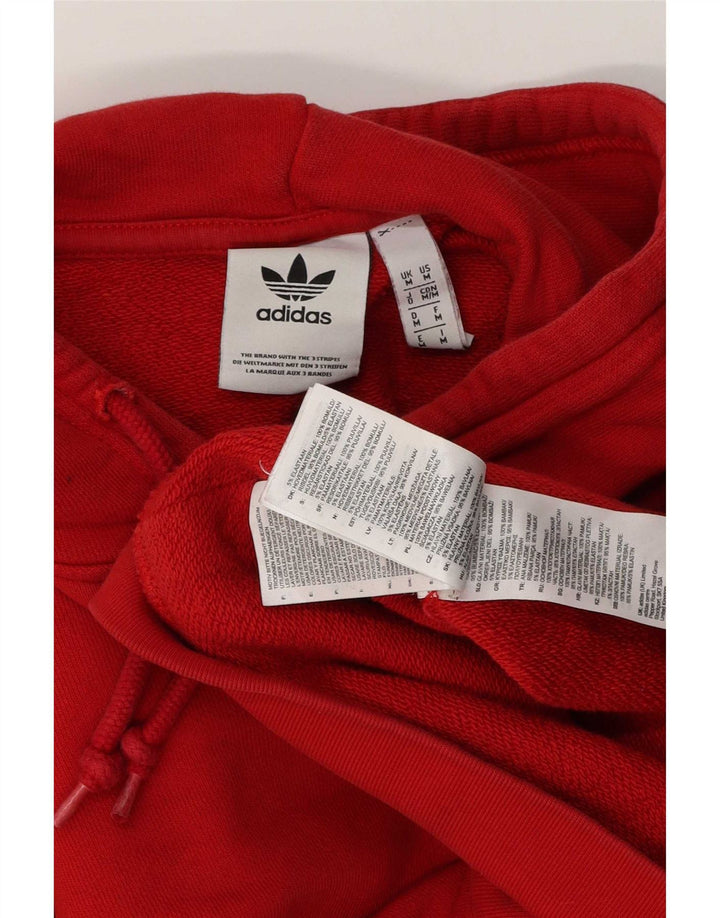Felpa con cappuccio da uomo Adidas in cotone rosso medio