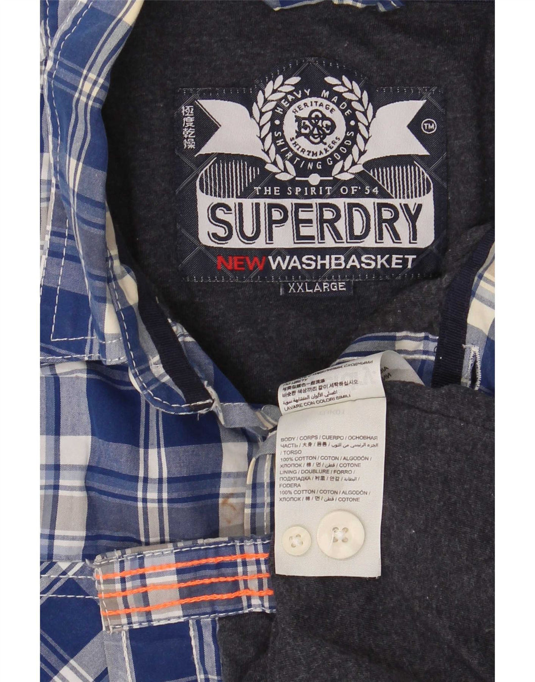 Camicia da uomo Superdry 2XL in cotone a quadri blu