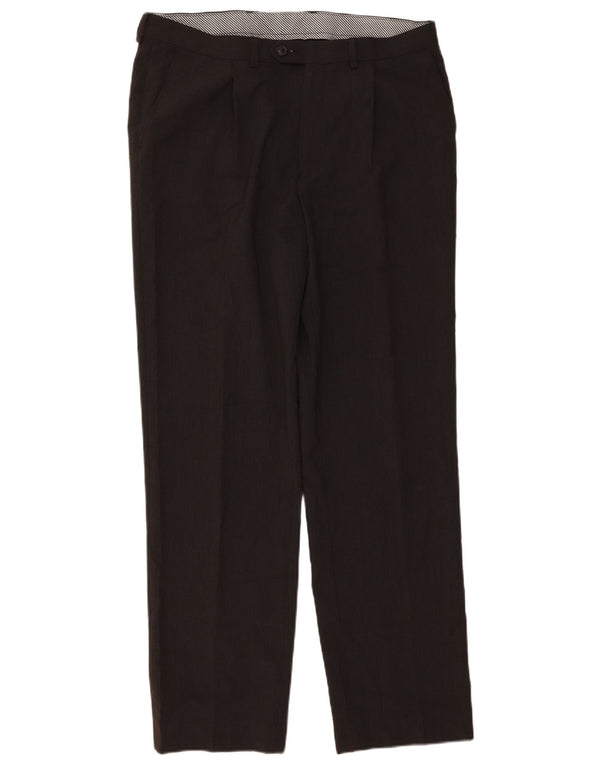 Pantaloni da abito con pegging da uomo Marks & Spencer W36 L33 poliestere grigio