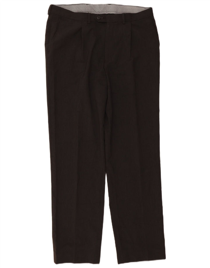 Pantaloni da abito con pegging da uomo Marks & Spencer W36 L33 poliestere grigio