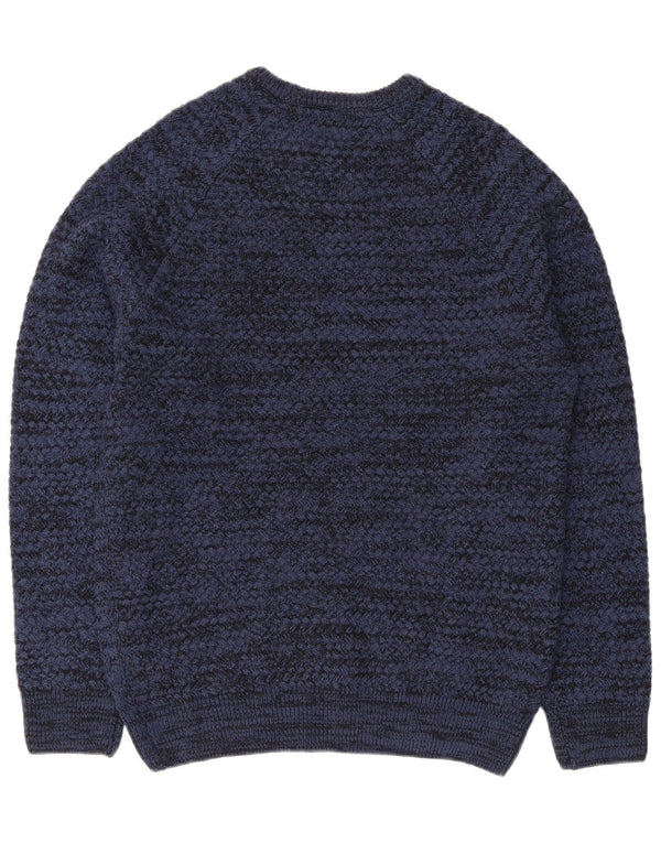 Crew Clothing Maglione da uomo con scollo a barca, grande, in acrilico screziato blu navy
