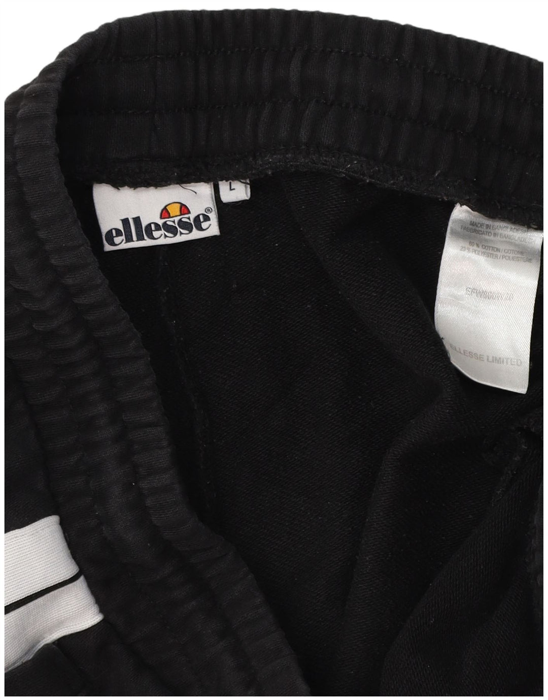 ELLESSE Pantaloni da tuta da uomo Joggers Large Nero Colourblock Cotton