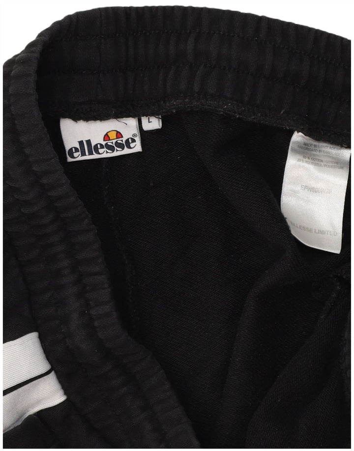 ELLESSE Pantaloni da tuta da uomo Joggers Large Nero Colourblock Cotton