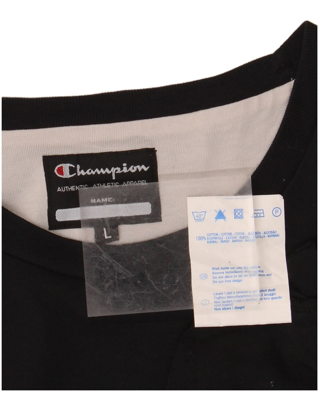 CHAMPION Top grafico da uomo a maniche lunghe in cotone nero grande