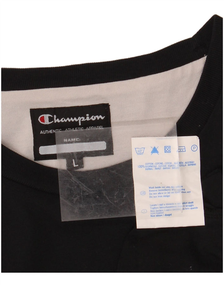 CHAMPION Top grafico da uomo a maniche lunghe in cotone nero grande