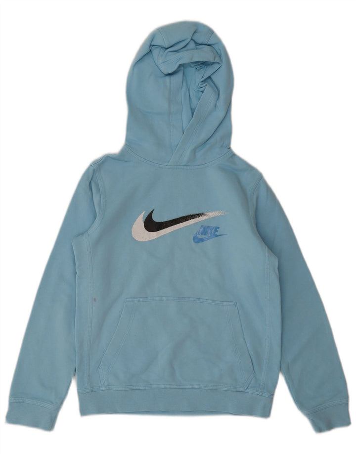Felpa con cappuccio grafica Nike da ragazzo 10-11 anni in cotone blu medio