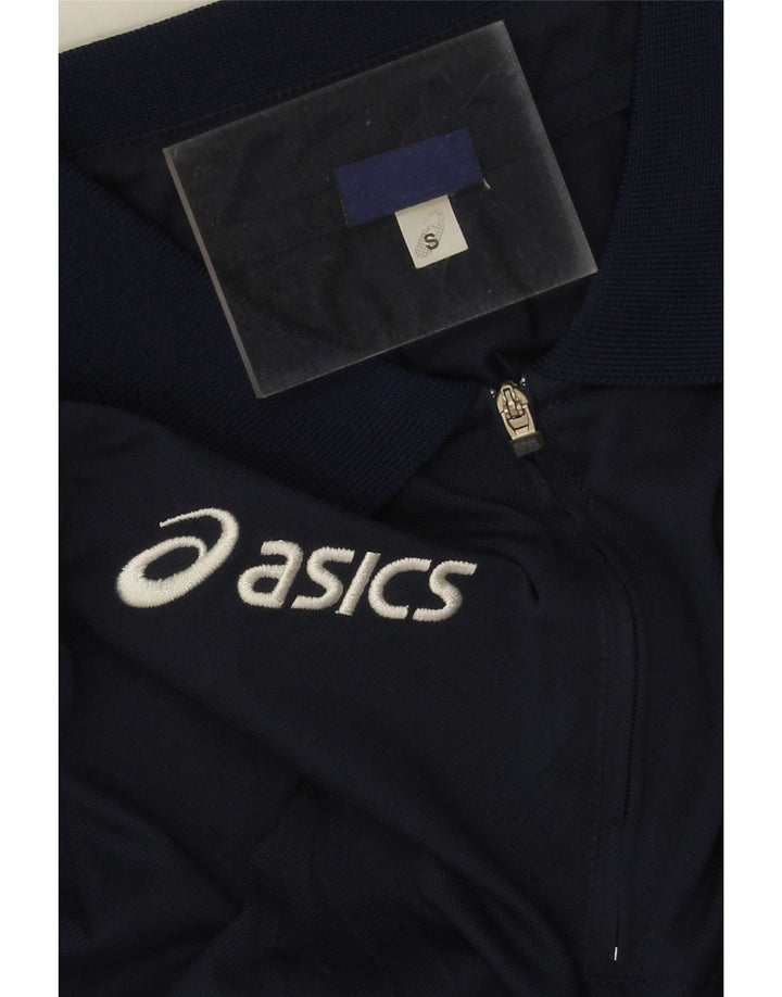 Polo Asics da uomo piccola in poliestere color block blu navy