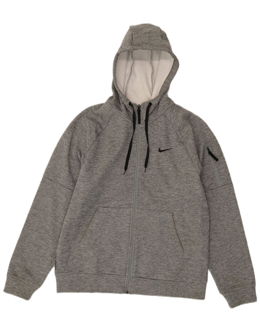 Felpa con cappuccio e zip Nike Therma-Fit da uomo, grande, in poliestere chiazzato grigio