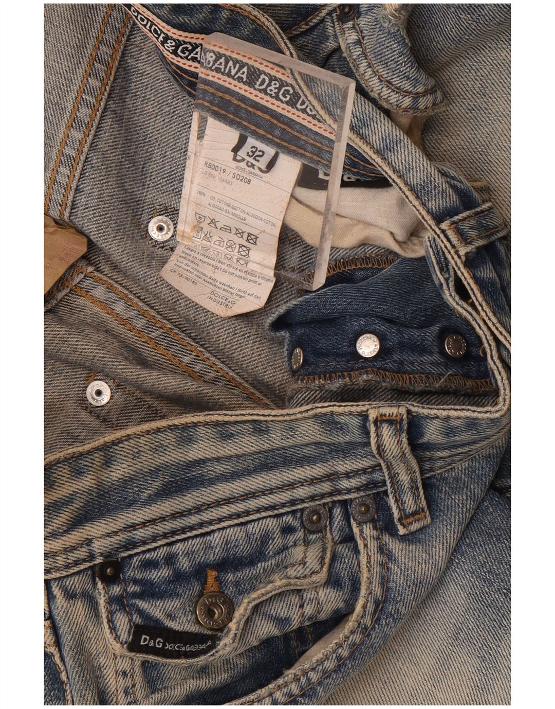 Jeans dritti invecchiati da donna Dolce & Gabbana W32 L37 cotone blu