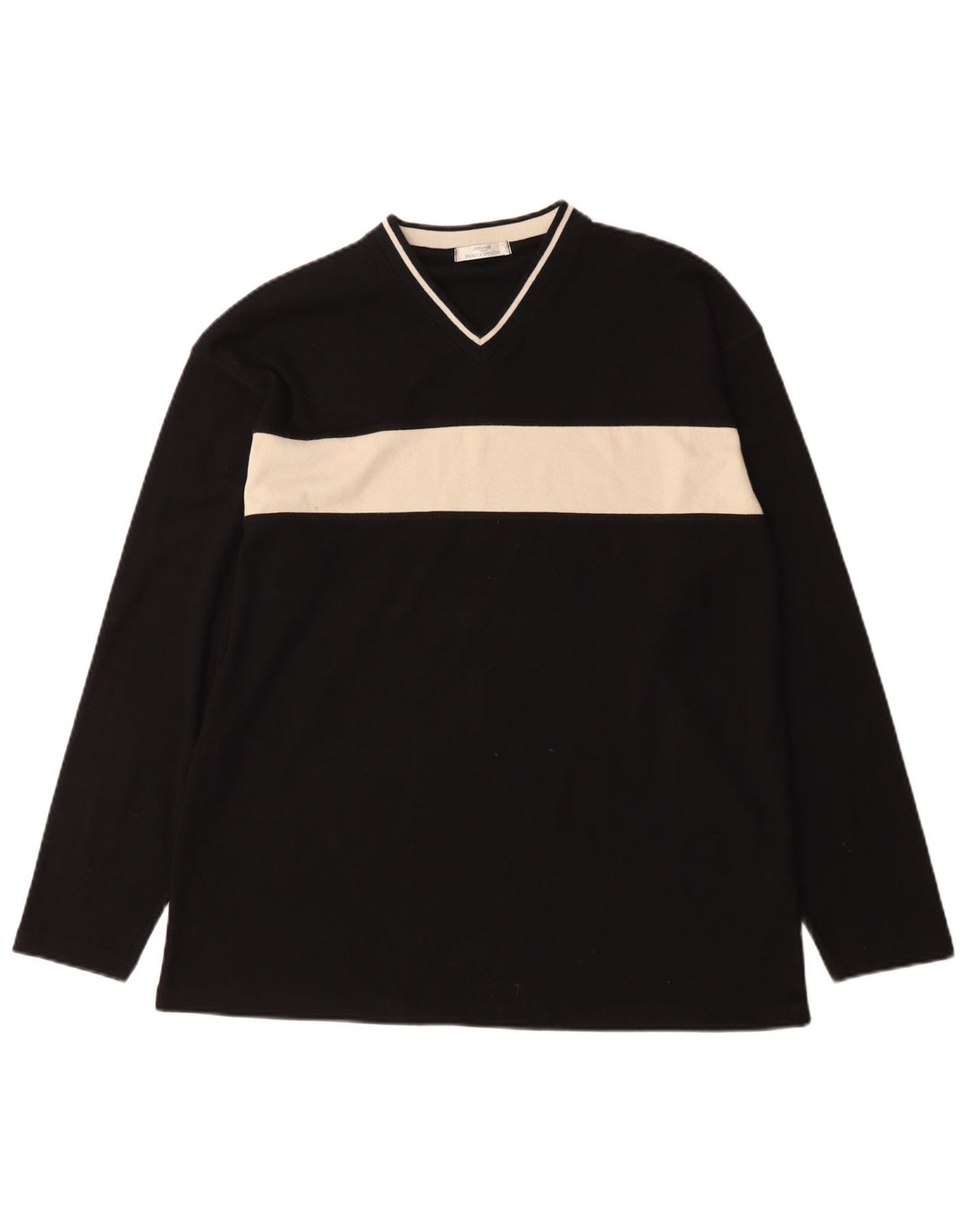 Marks & Spencer Mens St. Michael Top manica lunga grande blocco di colore nero