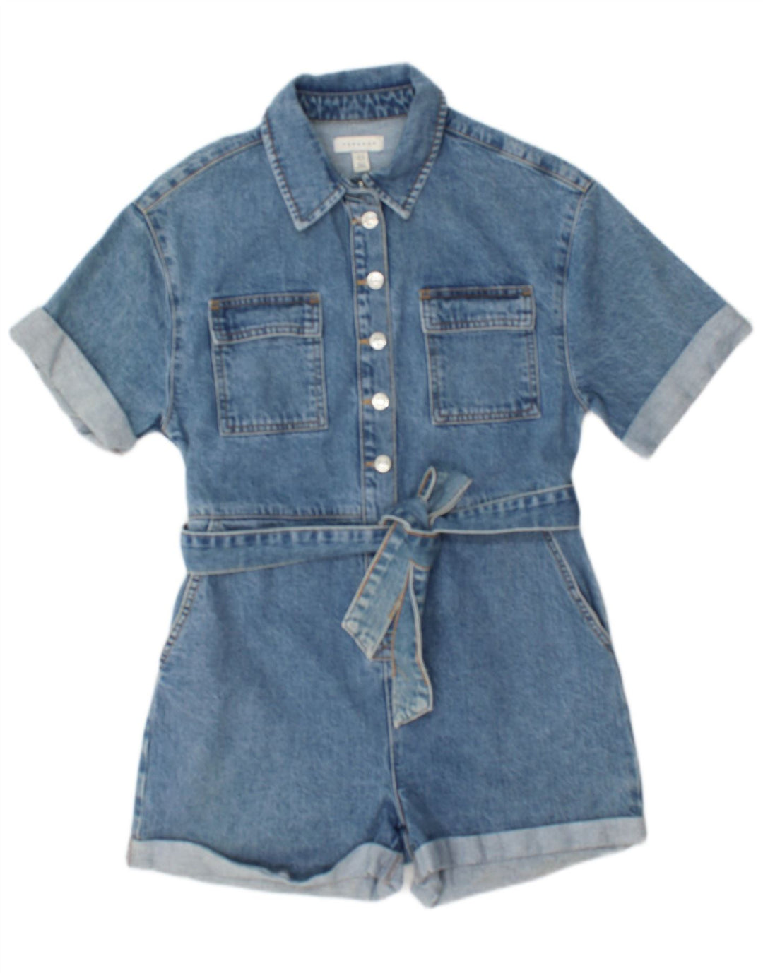 Topshop tutina in denim da donna UK 10 piccolo cotone blu