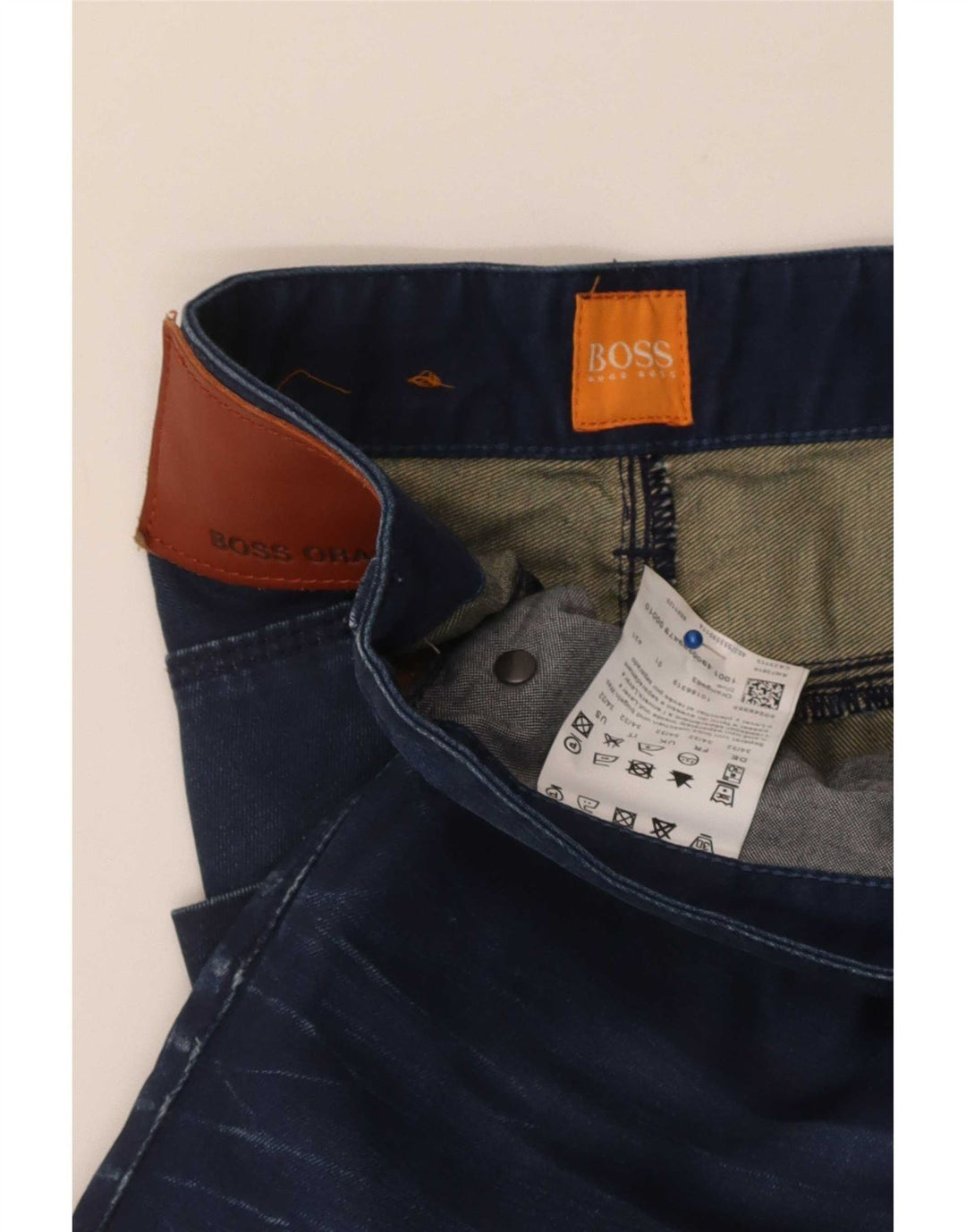 Jeans dritti da uomo Hugo Boss W34 L32 cotone blu navy