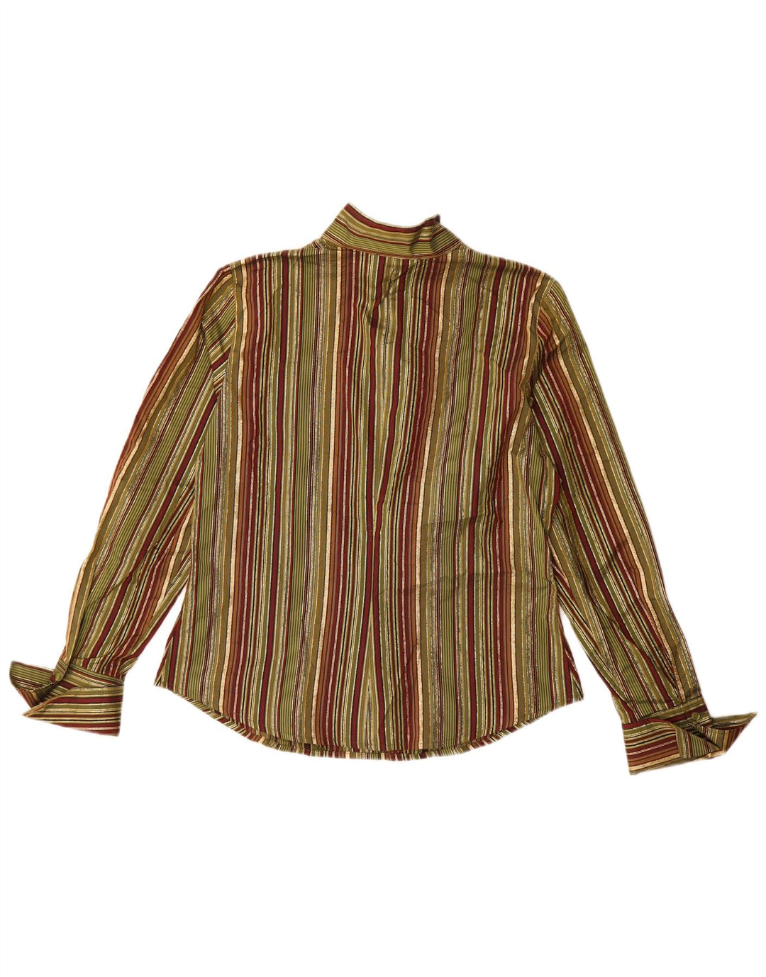 Naracamicie Camicia Camicetta da Donna UK 16 Grande Poliestere a Righe Kaki