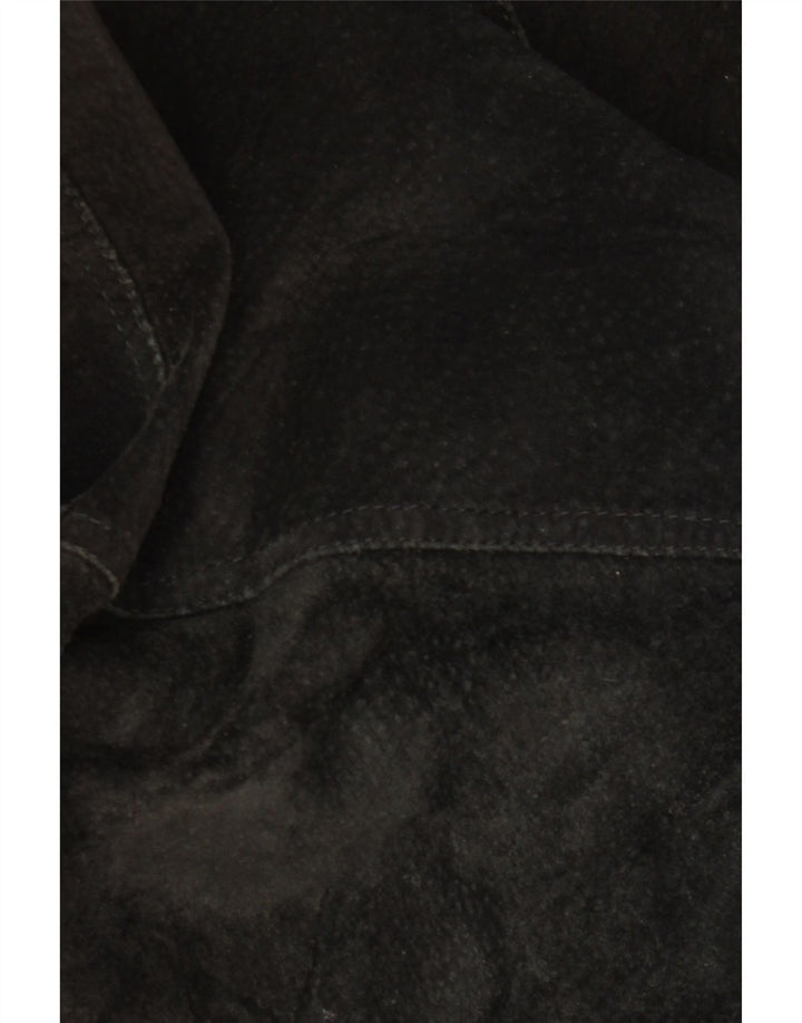 Giacca in pelle scamosciata oversize da donna VINTAGE UK 18 XL in pelle geometrica nera