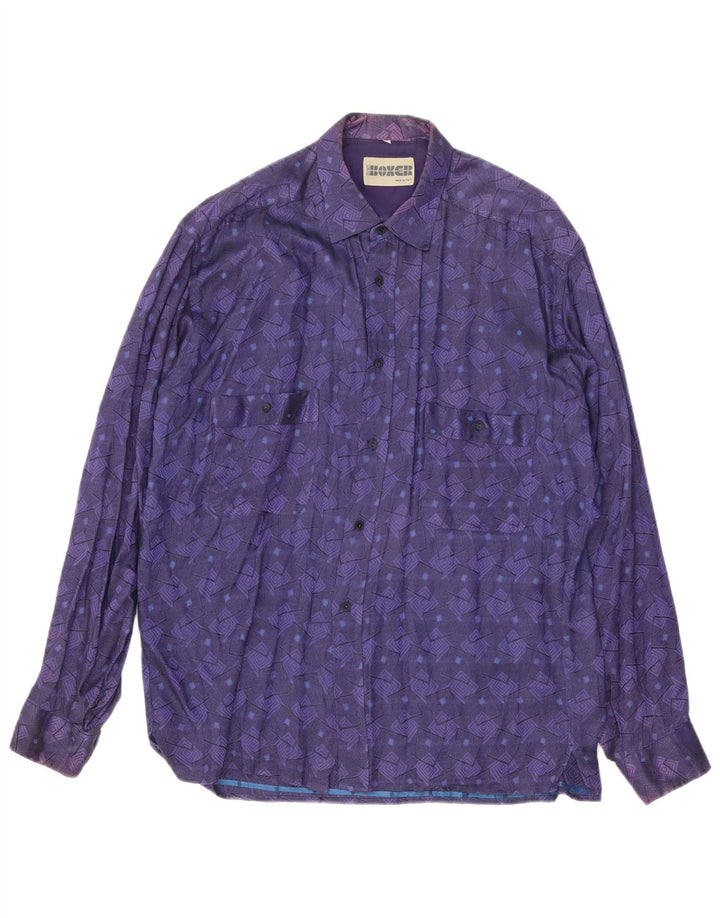 BOXER Camicia Uomo Large Viola Geometrica Viscosa