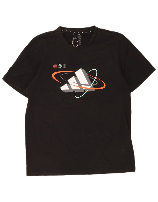 T-shirt grafica da uomo Adidas Top in cotone nero medio