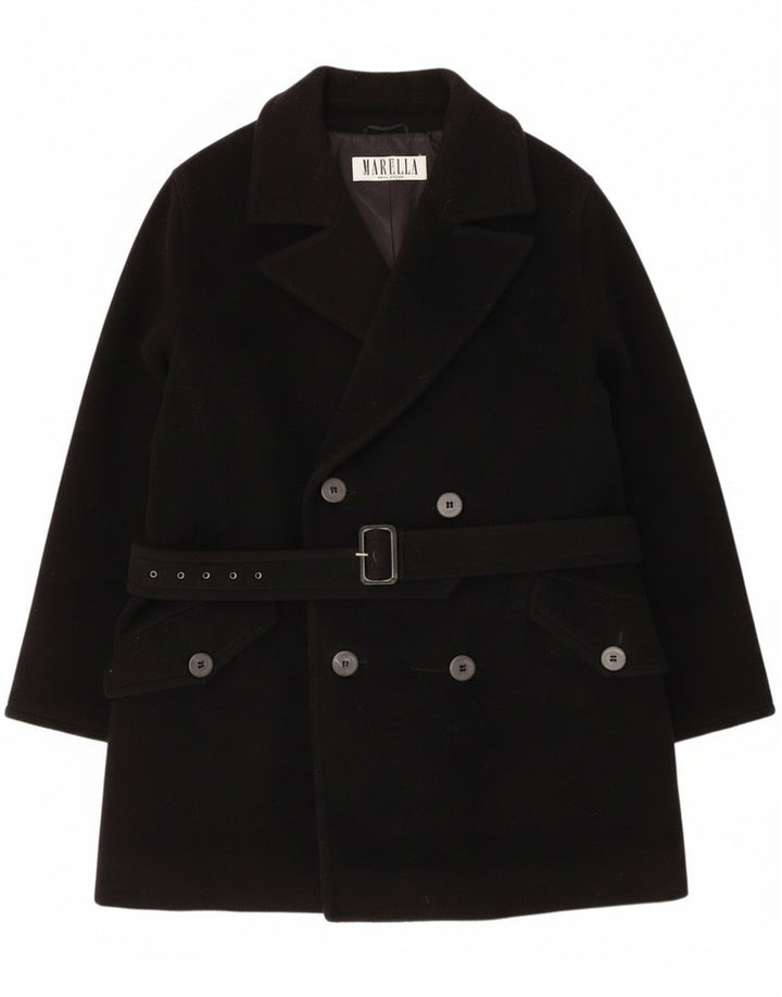 Cappotto doppiopetto da donna Marella UK 14 Lana vergine nera media
