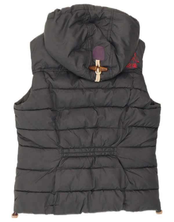 Gilet imbottito con cappuccio da donna SUPERDRY UK 14 Poliestere grigio medio