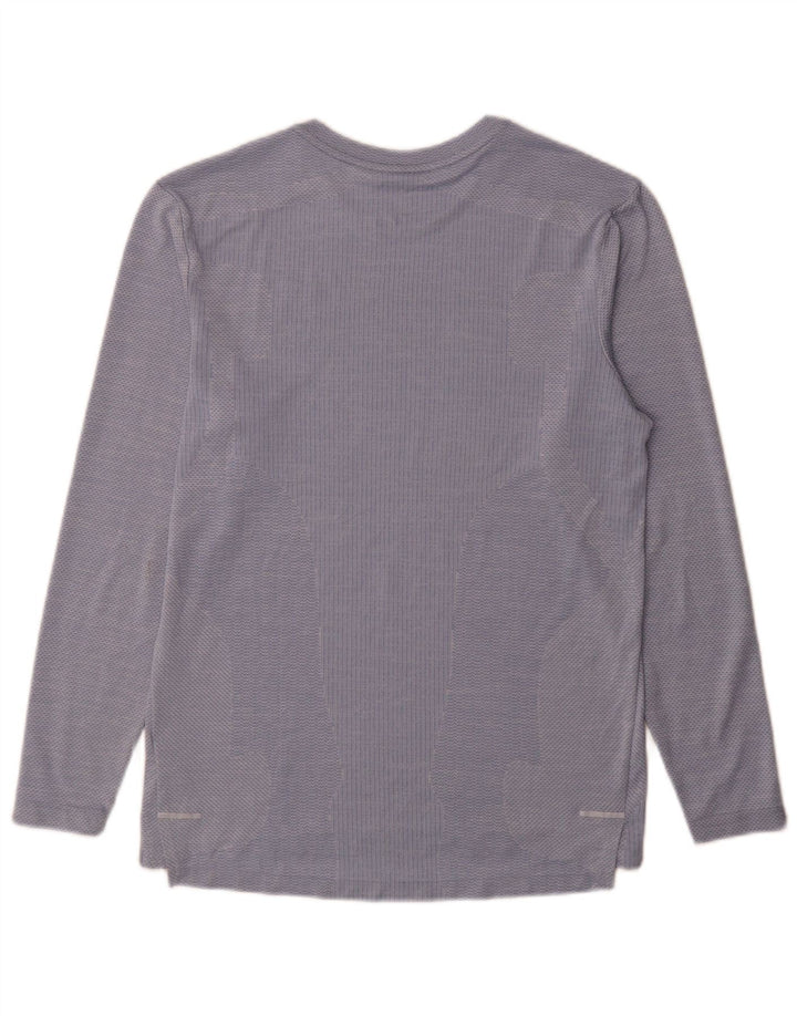 Nike Dri Fit Top da uomo a maniche lunghe piccolo blu gessato in poliestere