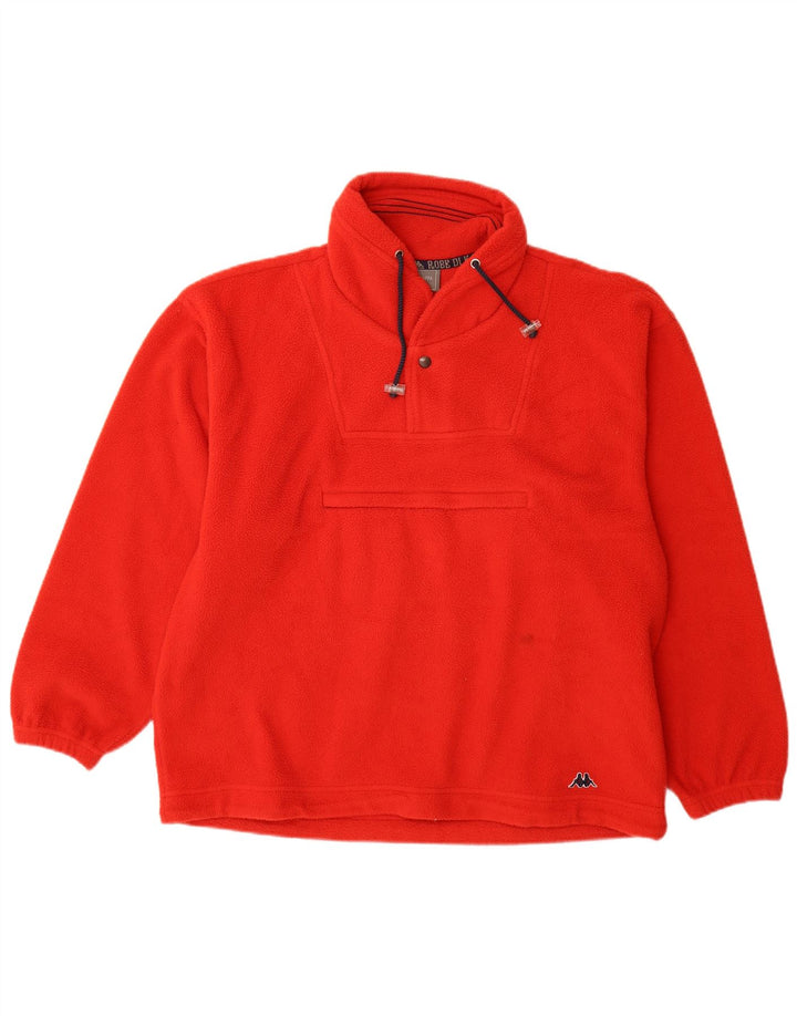 Maglione in pile da uomo KAPPA con collo a bottoni rosso medio