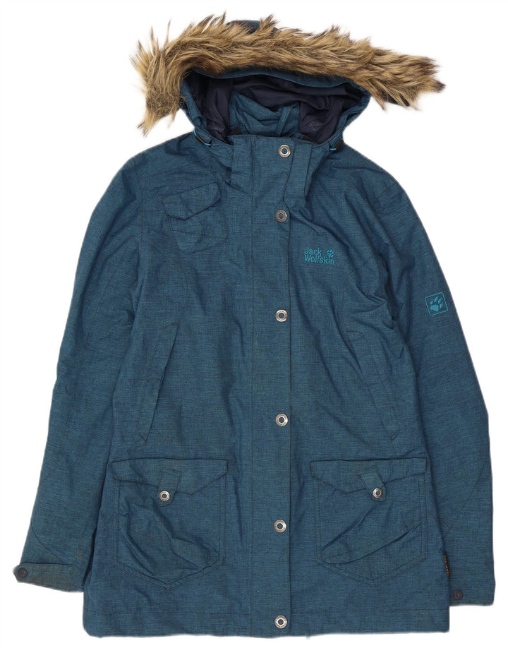 Giacca Parka con cappuccio da donna Jack Wolfskin UK 10 Small Blu Poliestere