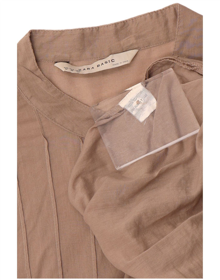 Abito a trapezio con maniche a 3/4 da donna Zara UK 14 in cotone marrone medio