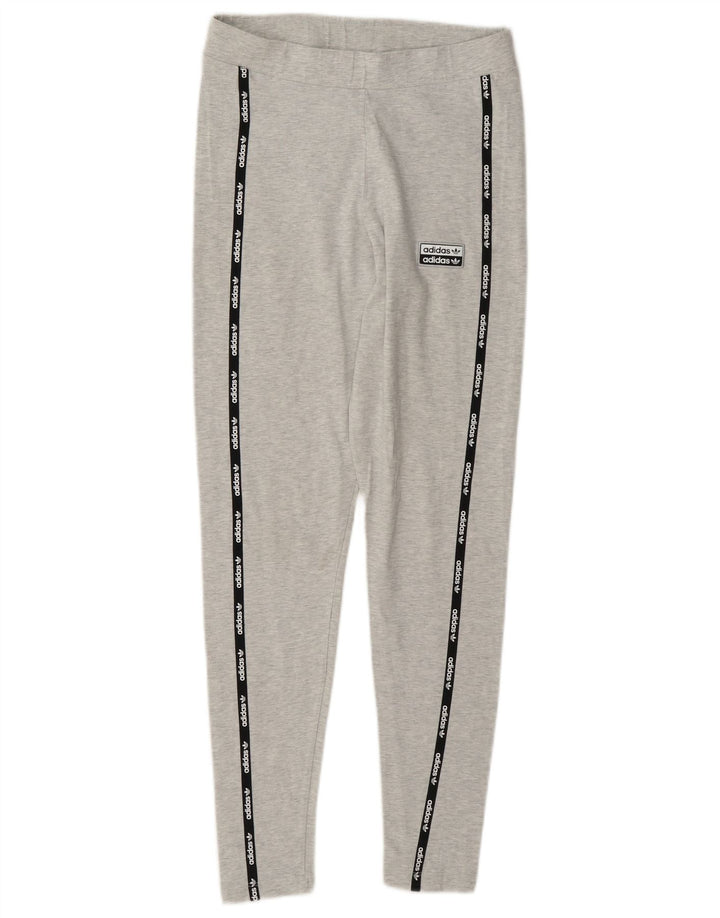 Leggings grafici da donna Adidas UK 12 Cotone color block grigio medio