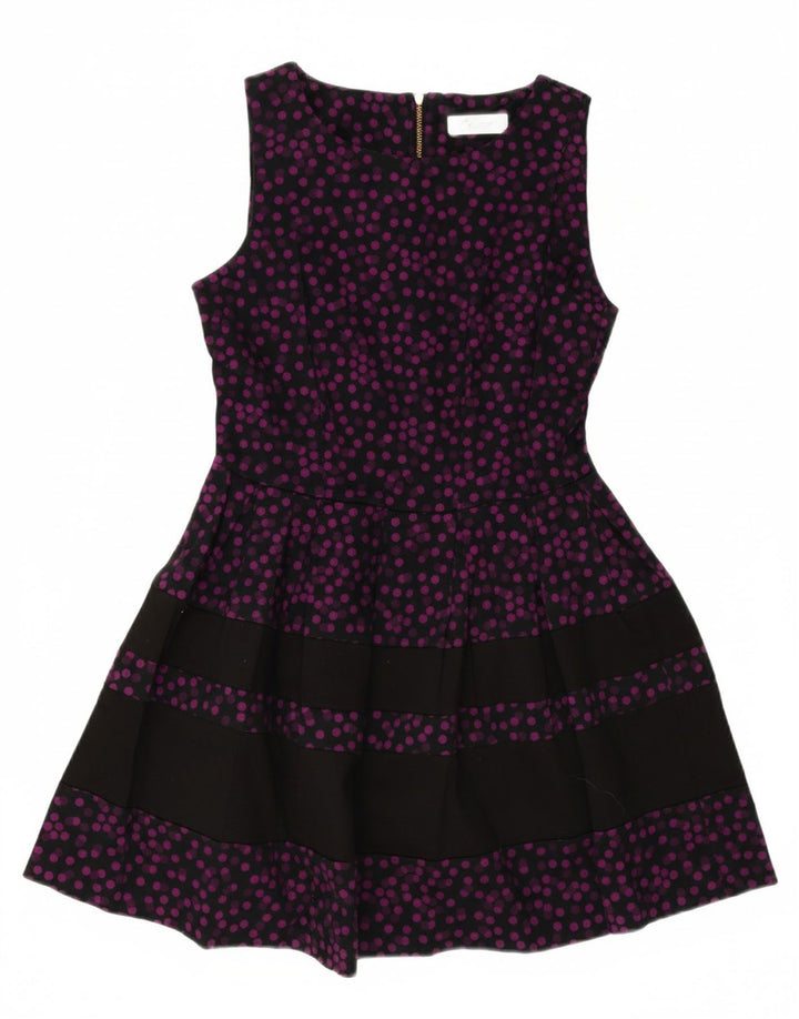 CLOSET Womens Sleeveless A-Line Dress UK 12 Medium Black Polka Dot Cotton