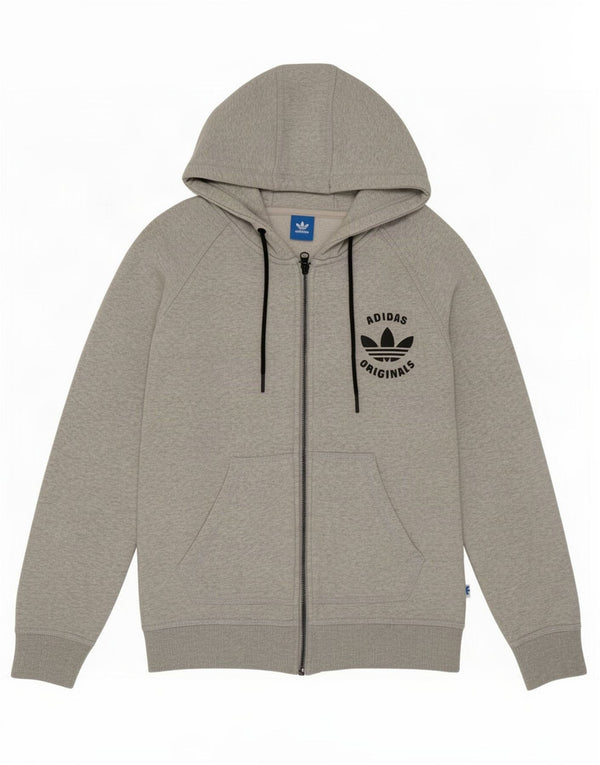 Maglione con cappuccio e zip da donna Adidas UK 12 Cotone grigio medio
