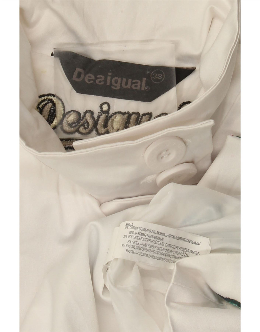 Cappotto da donna Desigual EU 38 cotone floreale bianco medio