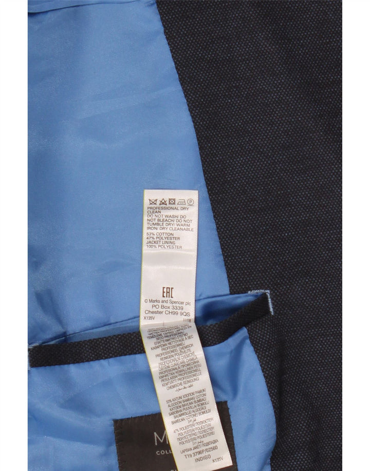 MARKS & SPENCER Giacca blazer slim fit da uomo a 2 bottoni UK 46 XL Blu navy