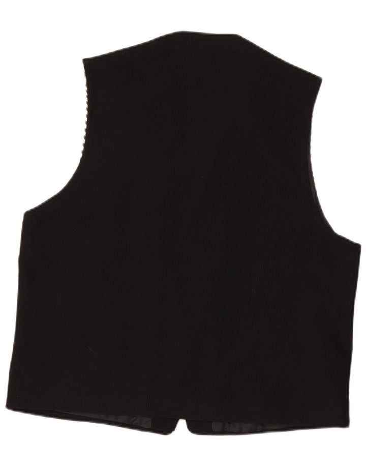 Gilet vintage da donna UK 18 XL nero geometrico in poliammide